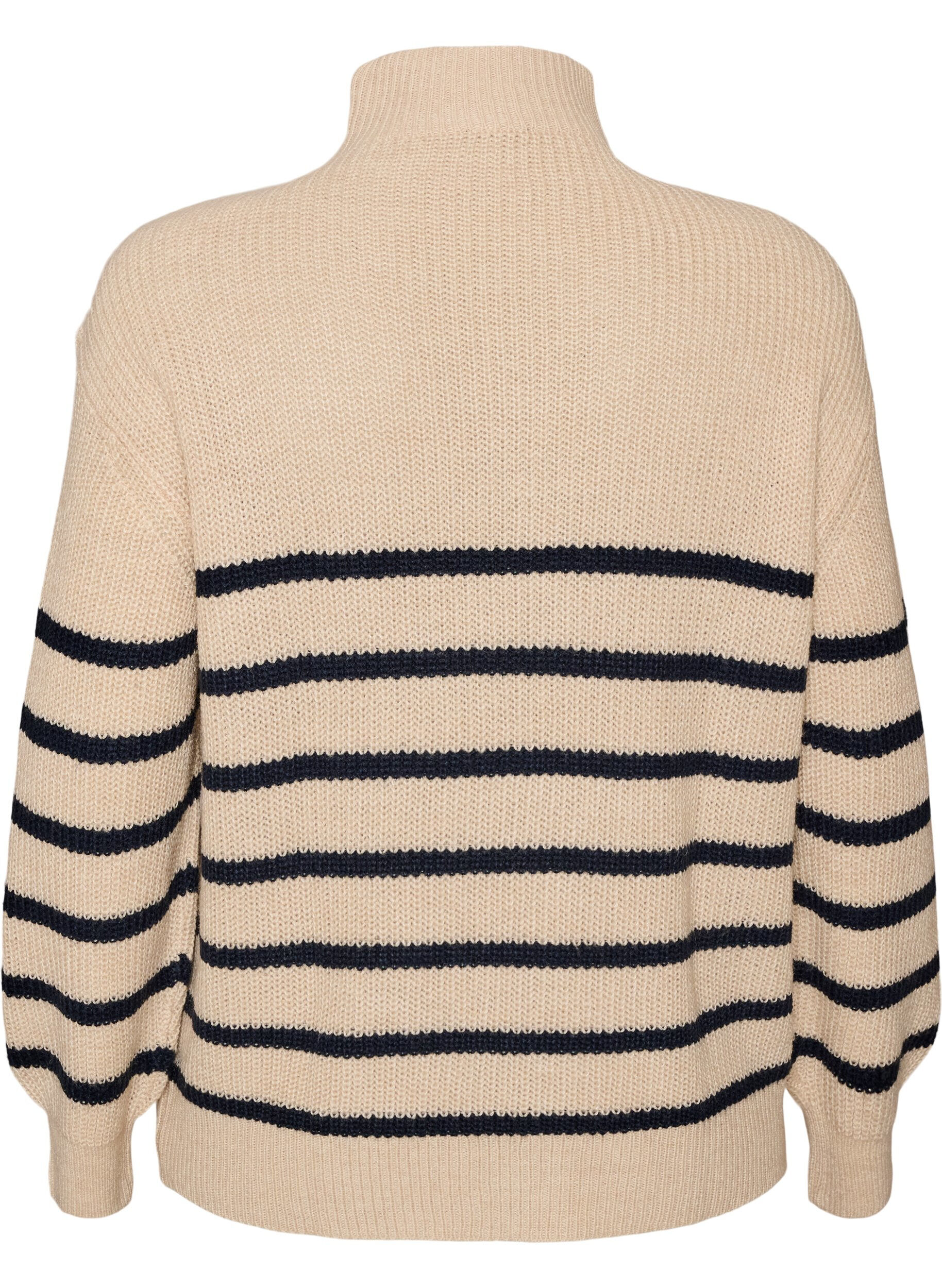ZizziStrickpullover mit hohem Kragen und Rei&szlig;verschluss, Vanille, Packshot image number 1