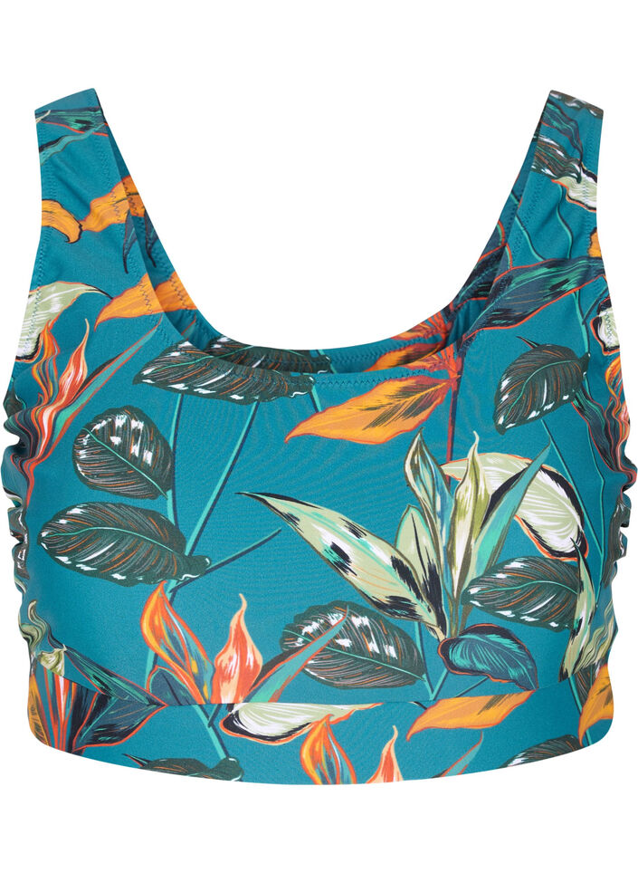 Bikini-Top mit Rundhalsausschnitt, Leaf Print, Packshot image number 0