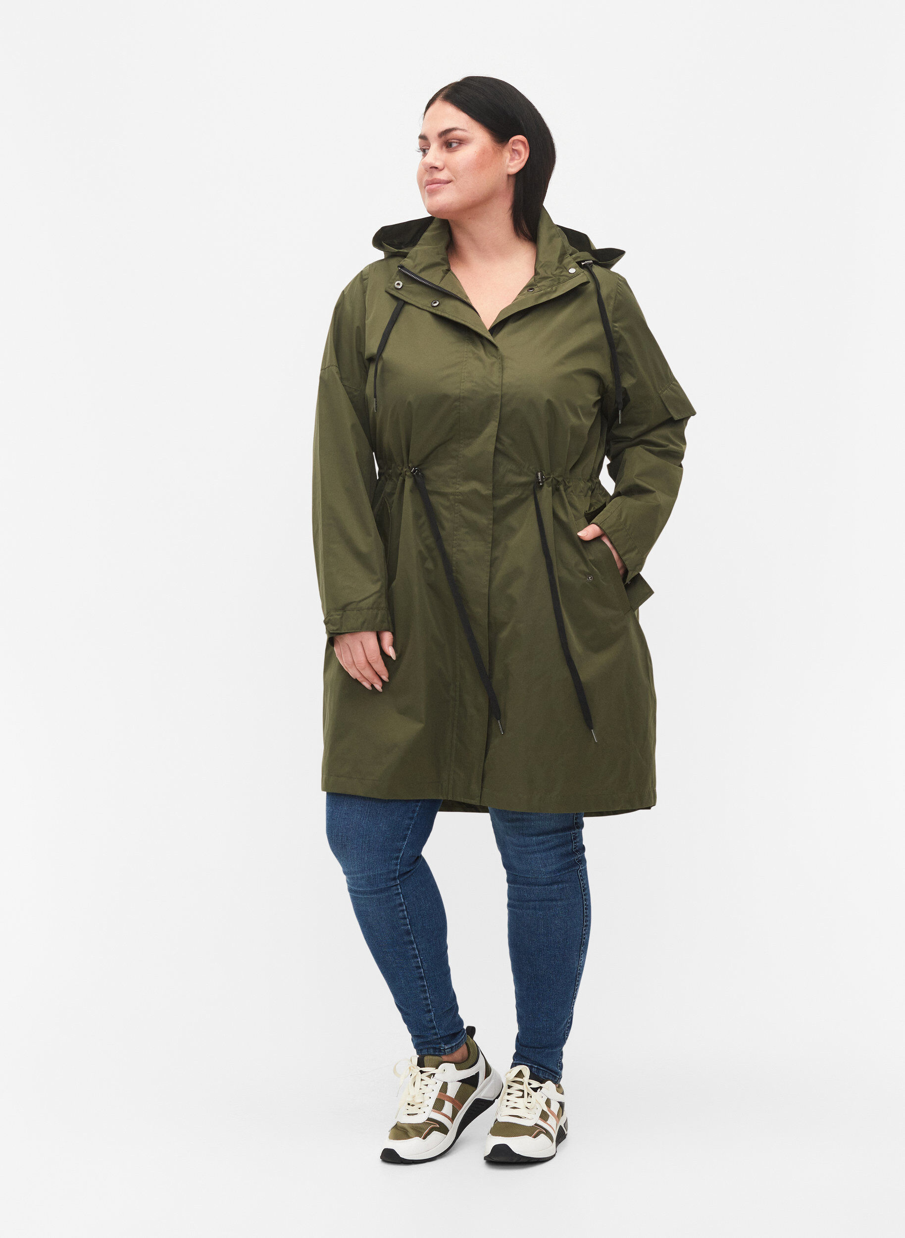 ZizziWasserdichter Parka mit abnehmbarer Kapuze, Forest Night, Model image number 2