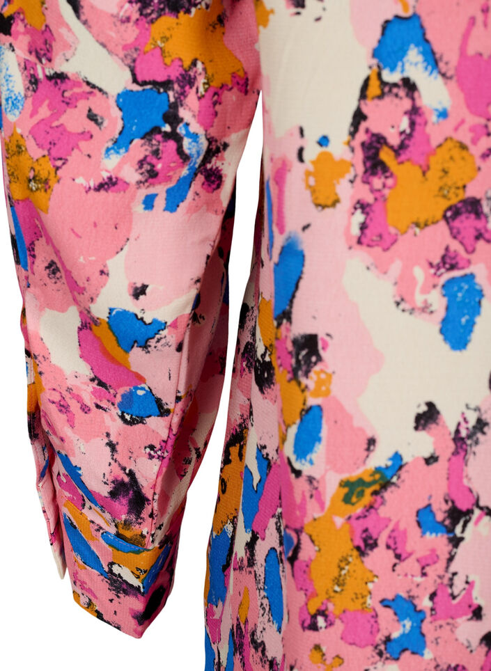 Langes bedrucktes Hemd aus Viskose, Rosebloom GraphicAOP, Packshot image number 3