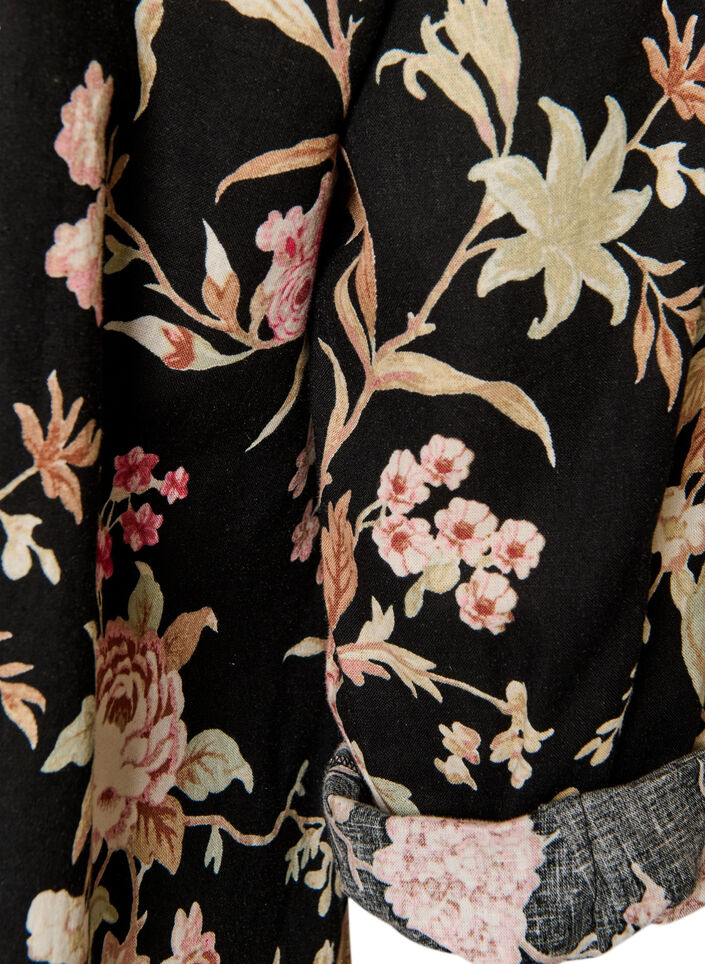 Lange Bluse aus Leinen und Viskose, Schwarz, Packshot image number 3