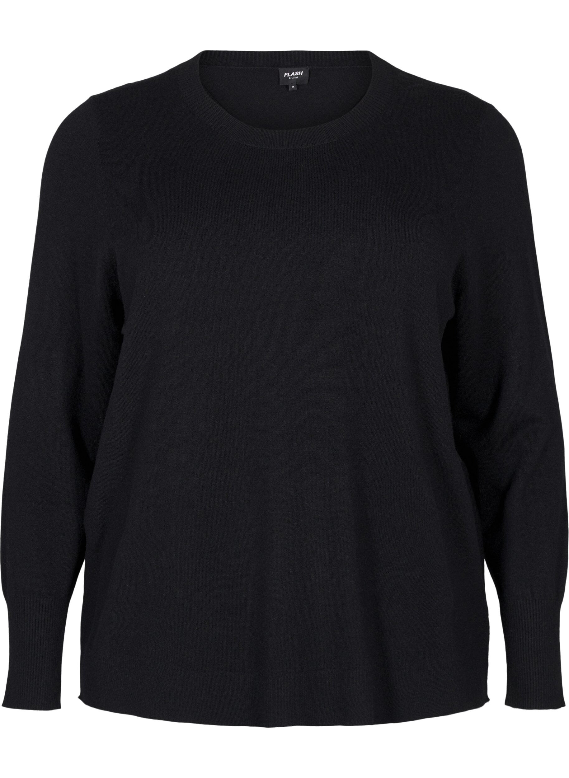 ZizziStrickpullover mit Rundhalsausschnitt, Schwarz, Packshot image number 0