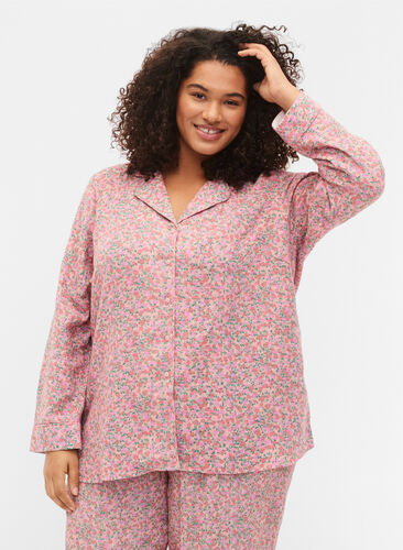 Nachthemd aus Baumwolle mit Blumenmuster, Powder Pink, Model image number 0