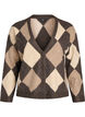 Argyle-Strickjacke mit Strasssteinen, Braun, Packshot image number 0