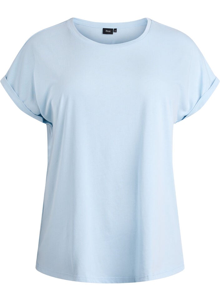Kurz&auml;rmeliges T-Shirt aus Baumwollmischgewebe, Blau, Packshot image number 0