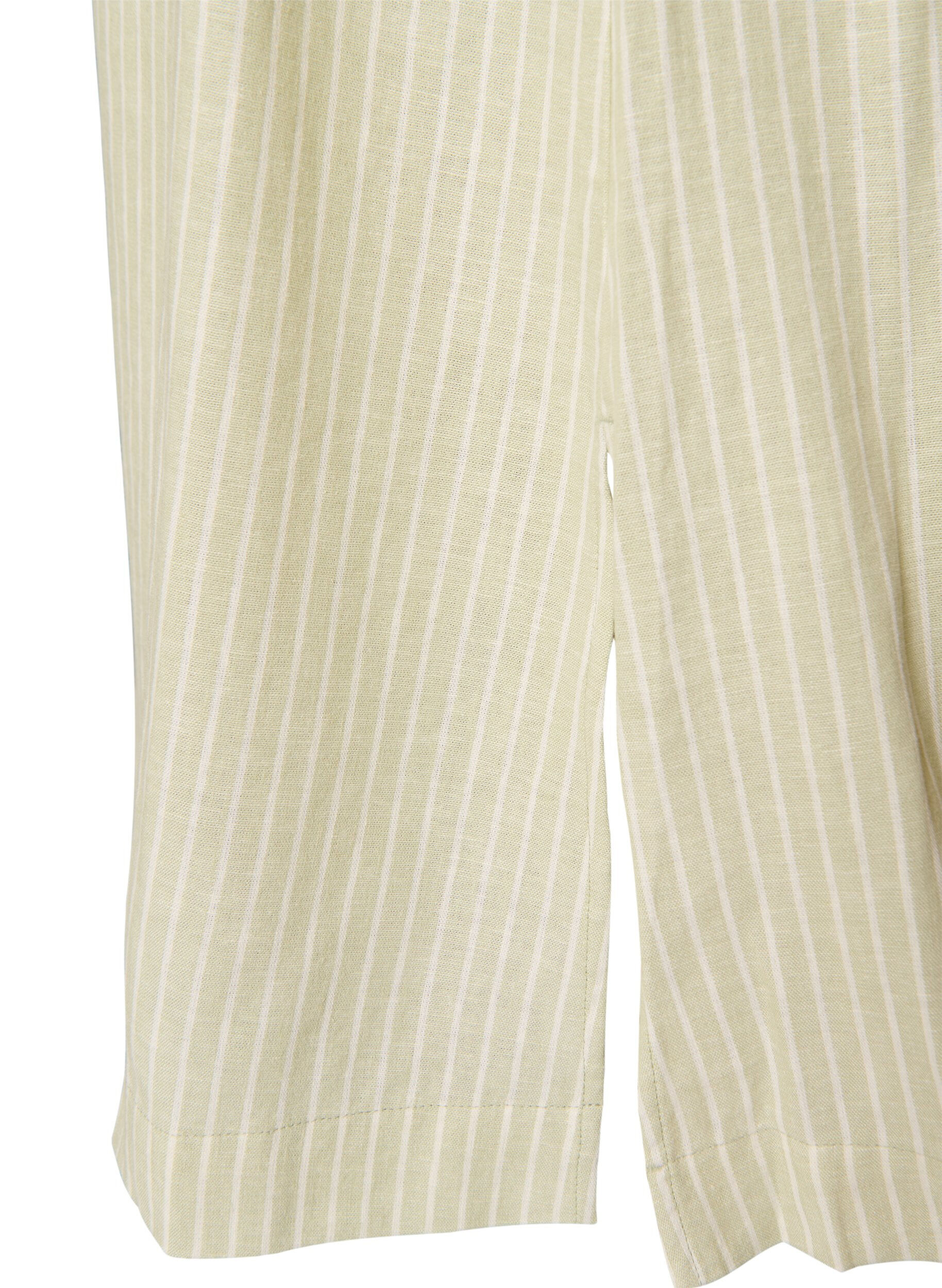 Zizzi&Auml;rmelloses gestreiftes Midikleid aus Leinen und Viskose, Gr&uuml;n, Packshot image number 4