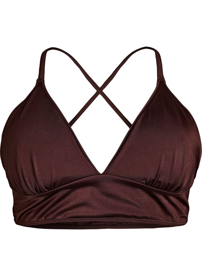 Wende-Bikini-Top mit V-Ausschnitt und Kreuztr&auml;gern, Braun, Packshot image number 0