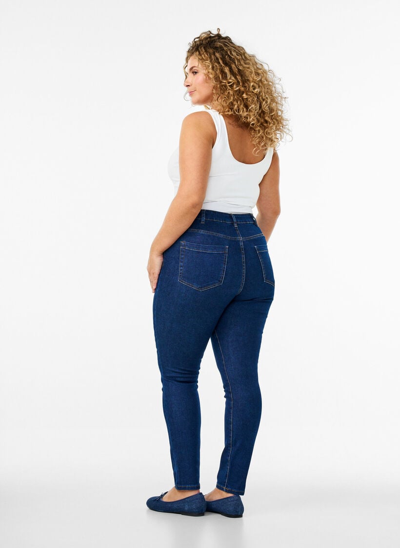 Amy Jeans mit hoher Taille und extra schlanker Passform, Blau, Model image number 1