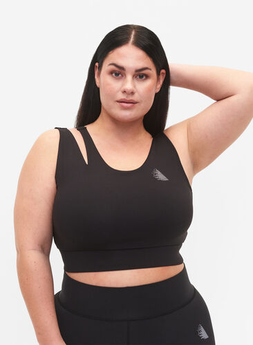 Sport-BH mit Cut-Out, Black, Model image number 0