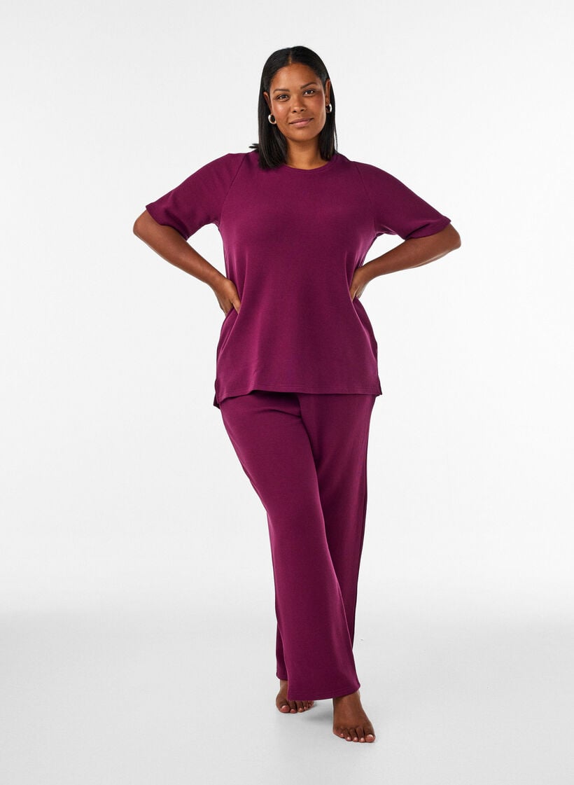 Lockere Hose mit Struktur und hoher Taille, Rot, Model image number 0