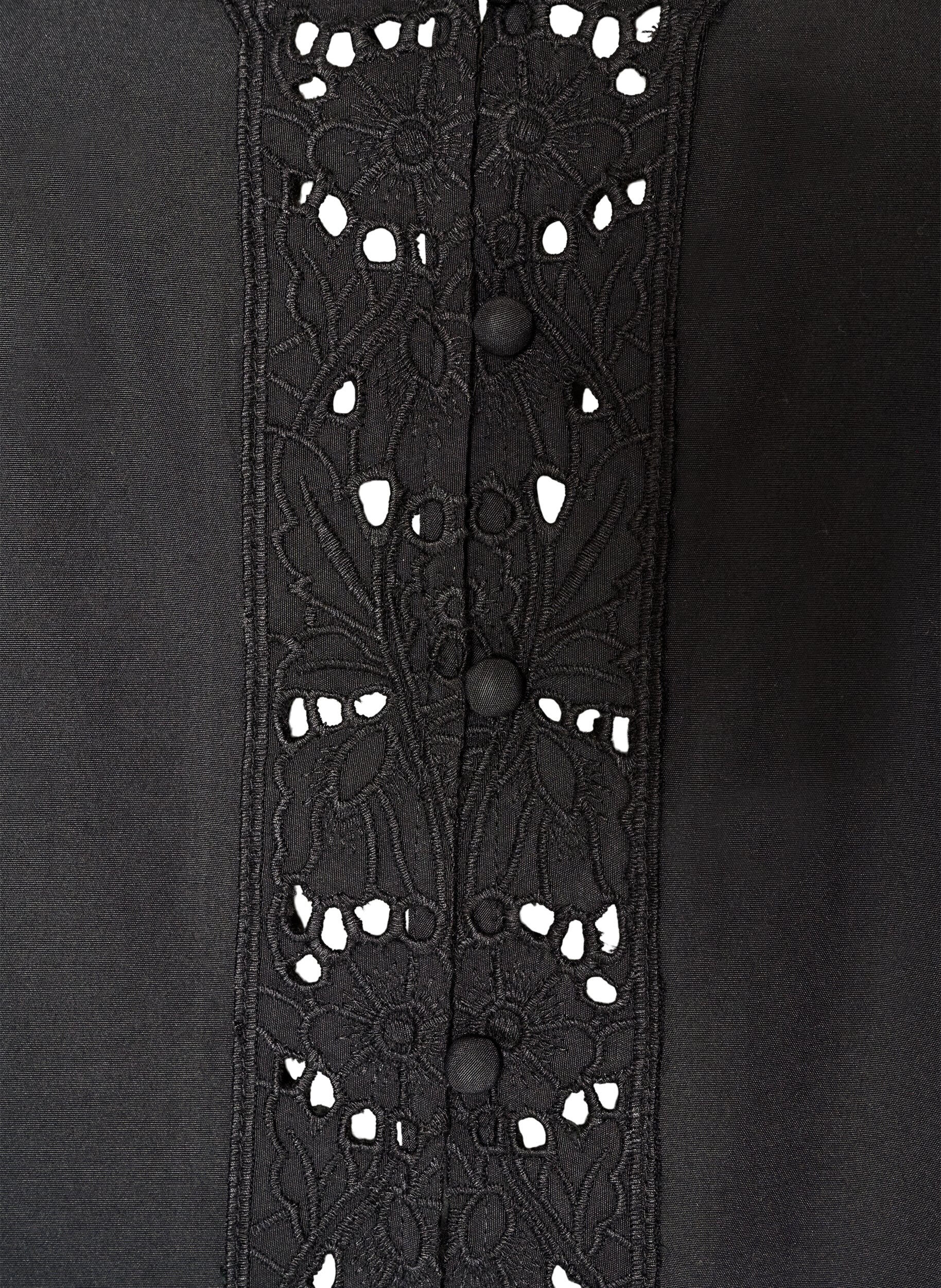 ZizziHemdbluse mit Lochstickerei, Schwarz, Packshot image number 2