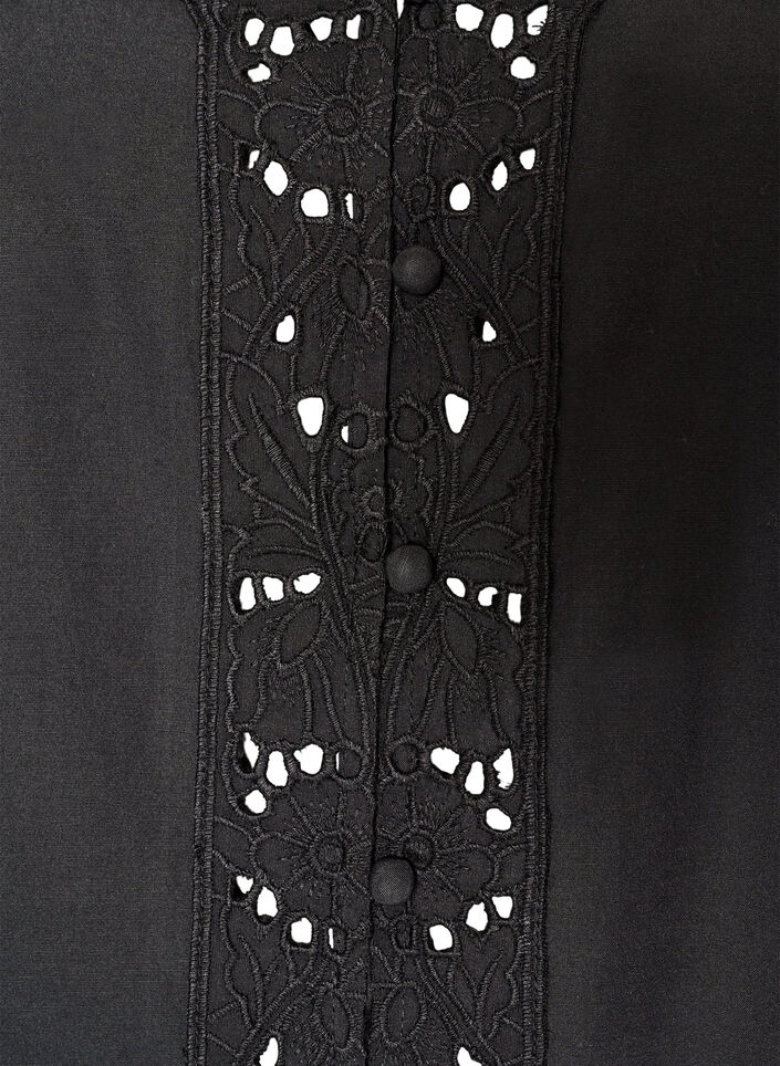 Hemdbluse mit Lochstickerei, Schwarz, Packshot image number 2