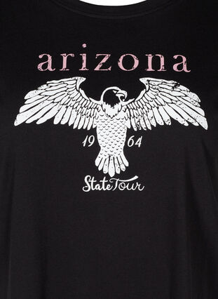 Kurzarm T-Shirt aus Baumwolle mit Print, Black w. Arizona , Packshot image number 2