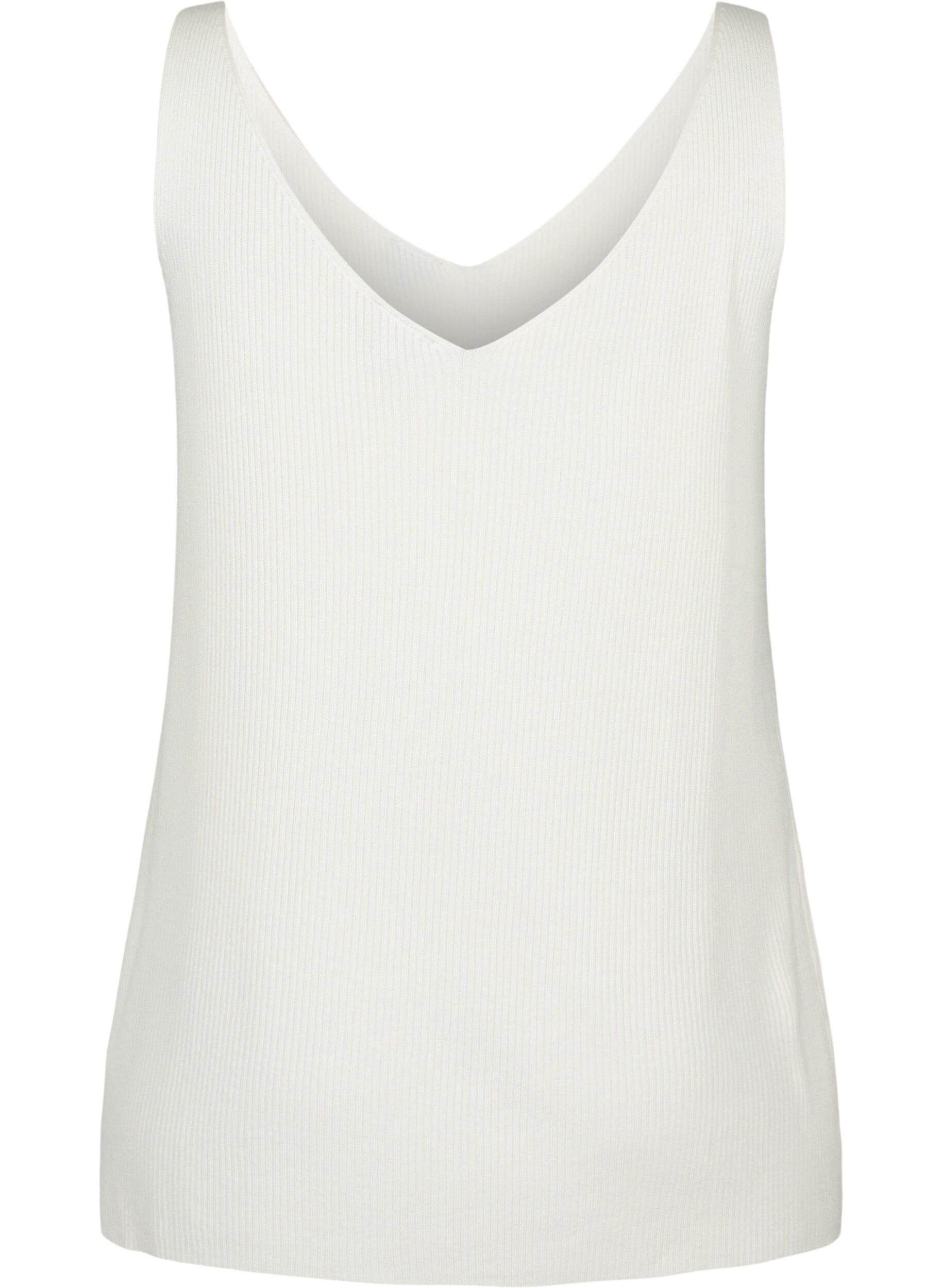 ZizziGestricktes Top mit V-Ausschnitt, Cloud Dancer, Packshot image number 1