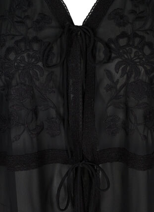 Langer Kimono mit 3/4-Ärmeln und Stickerei, Black, Packshot image number 2