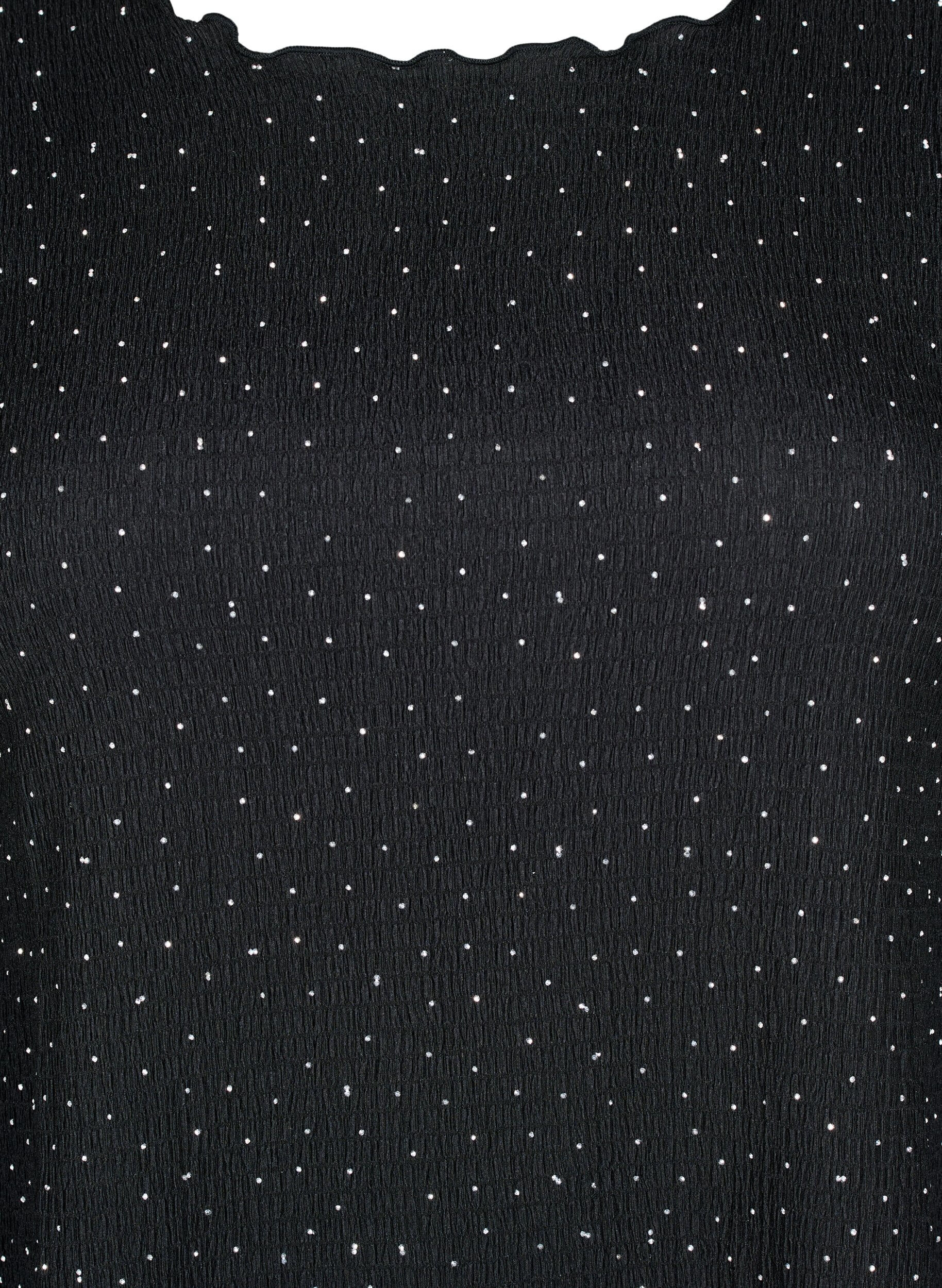 ZizziLang&auml;rmlige Bluse mit Strasssteinen, Schwarz, Packshot image number 2