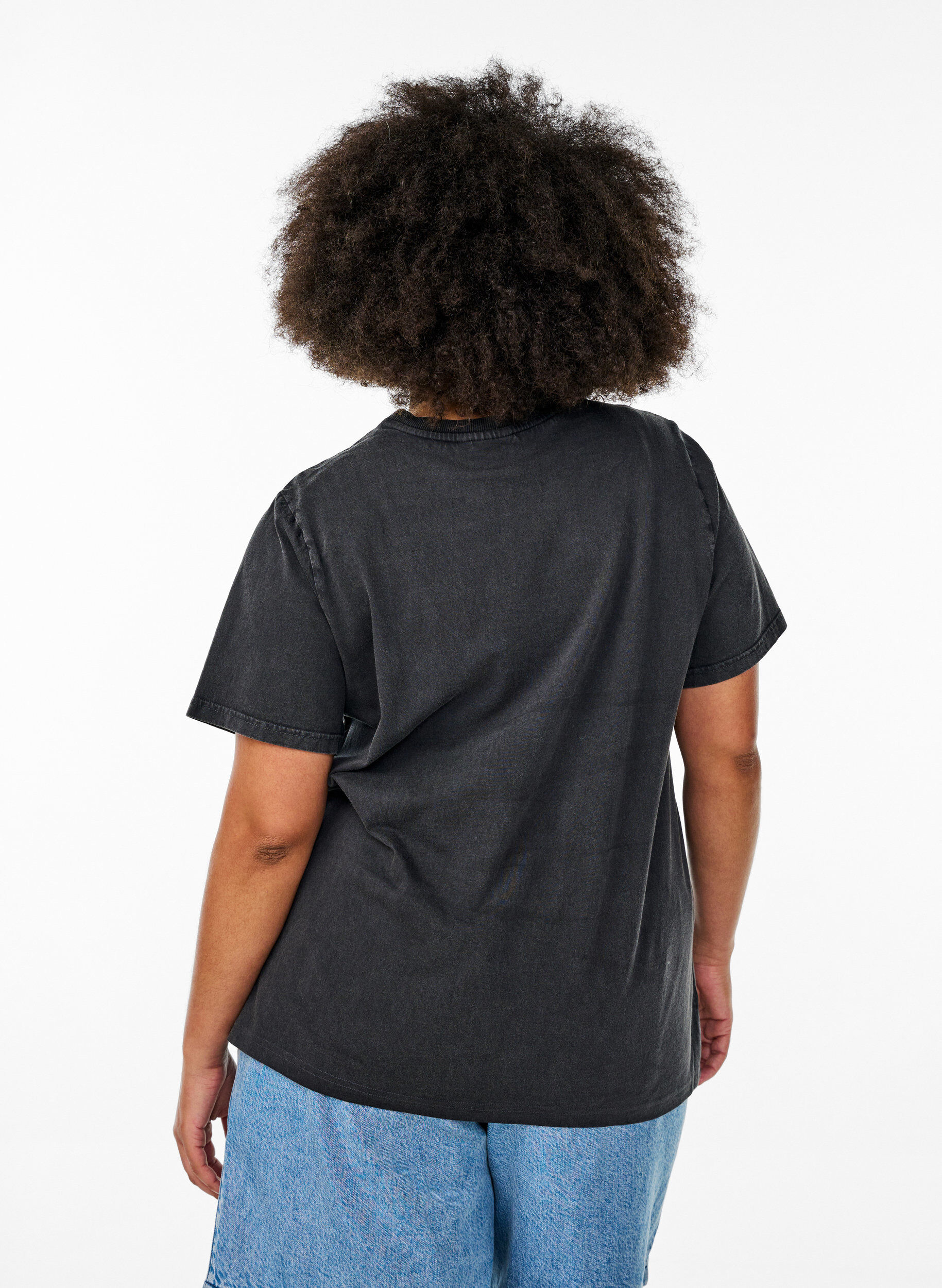 ZizziT-Shirt aus Bio-Baumwolle mit Statement-Print, Grau, Model image number 2