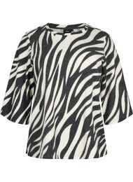 Bluse mit 3/4-Ärmeln und Zebramuster, White Zebra, Packshot