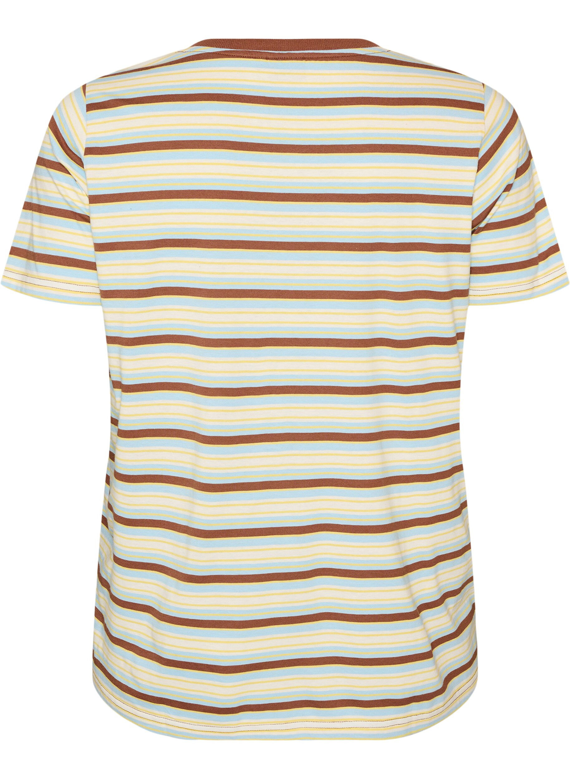 ZizziGestreiftes T-Shirt aus Bio-Baumwolle, Braun, Packshot image number 1