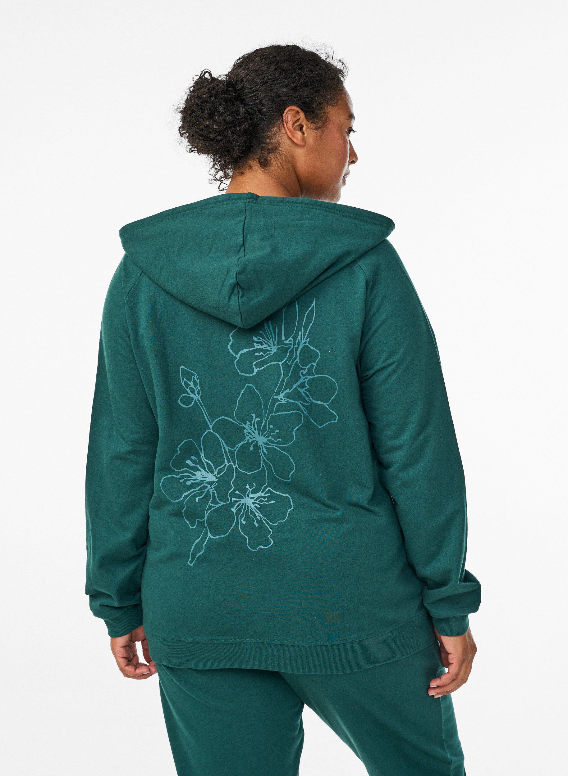 ZizziHoodie aus Sweatstoff mit Rei&szlig;verschluss und R&uuml;ckendruck, Gr&uuml;n, Model image number 2