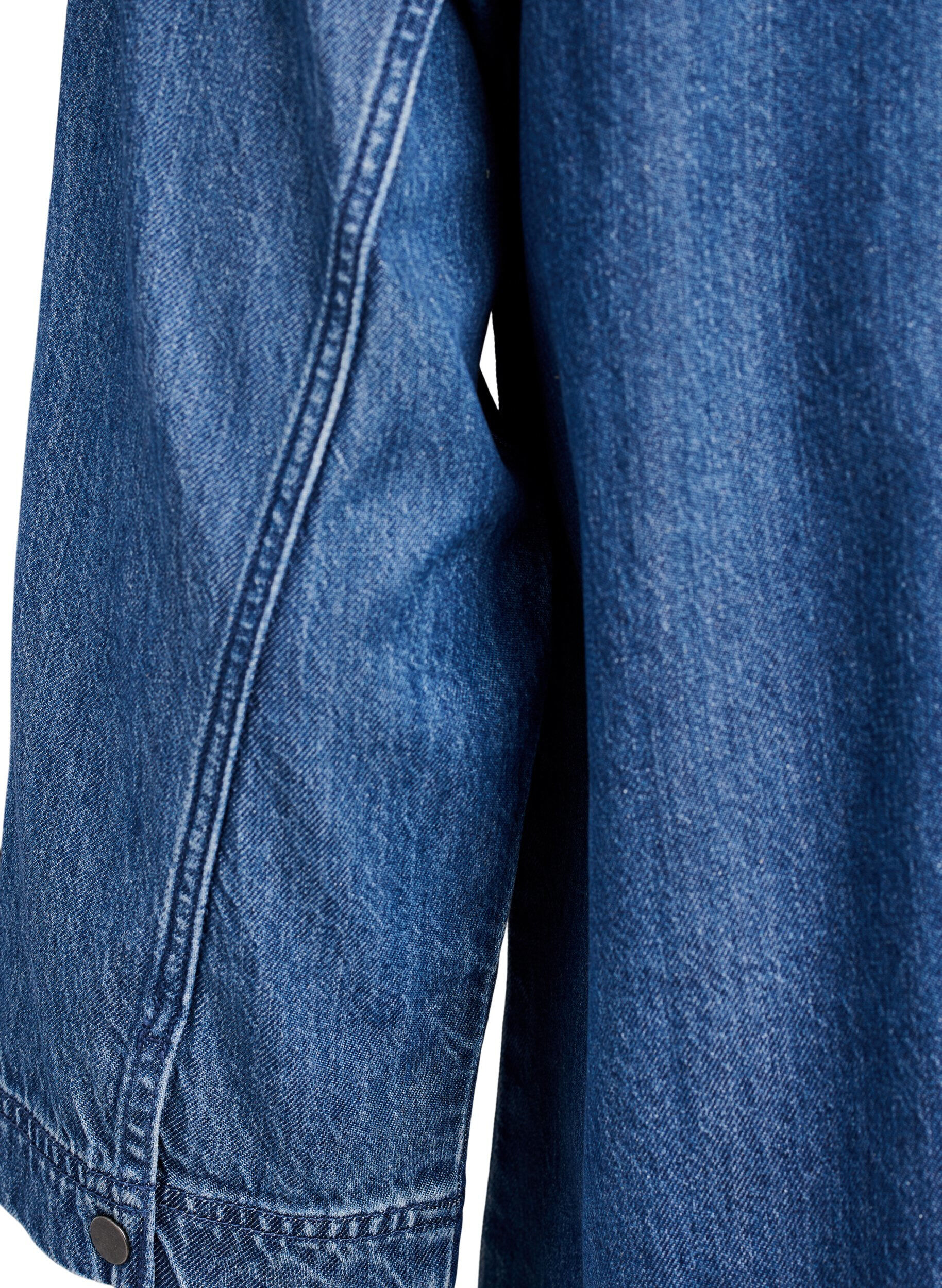 ZizziLockeres Denimhemd mit 3/4-&Auml;rmeln, Blau, Packshot image number 3