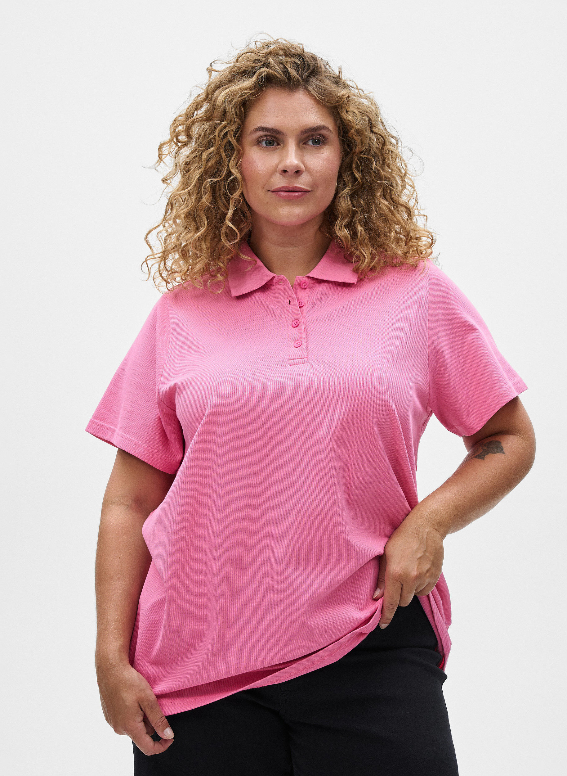 ZizziPoloshirt mit kurzen &Auml;rmeln, Pink, Model image number 0