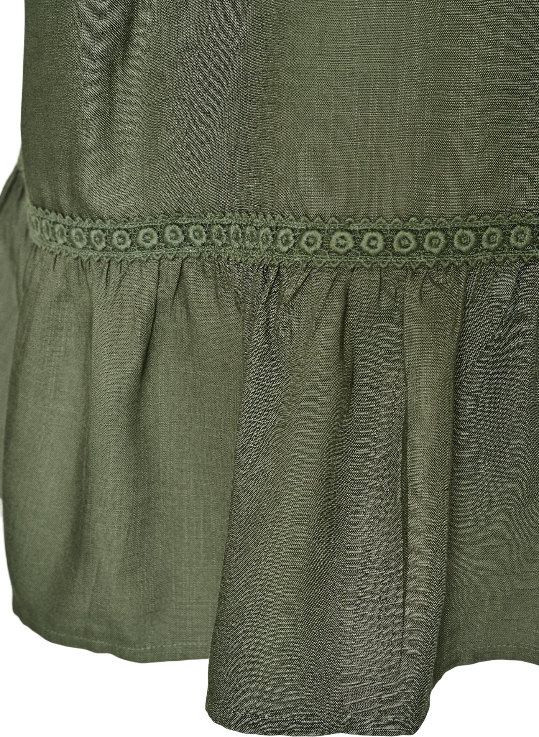 ZizziTunika aus Viskose mit Kn&ouml;pfen und R&uuml;schensaum, Gr&uuml;n, Packshot image number 3