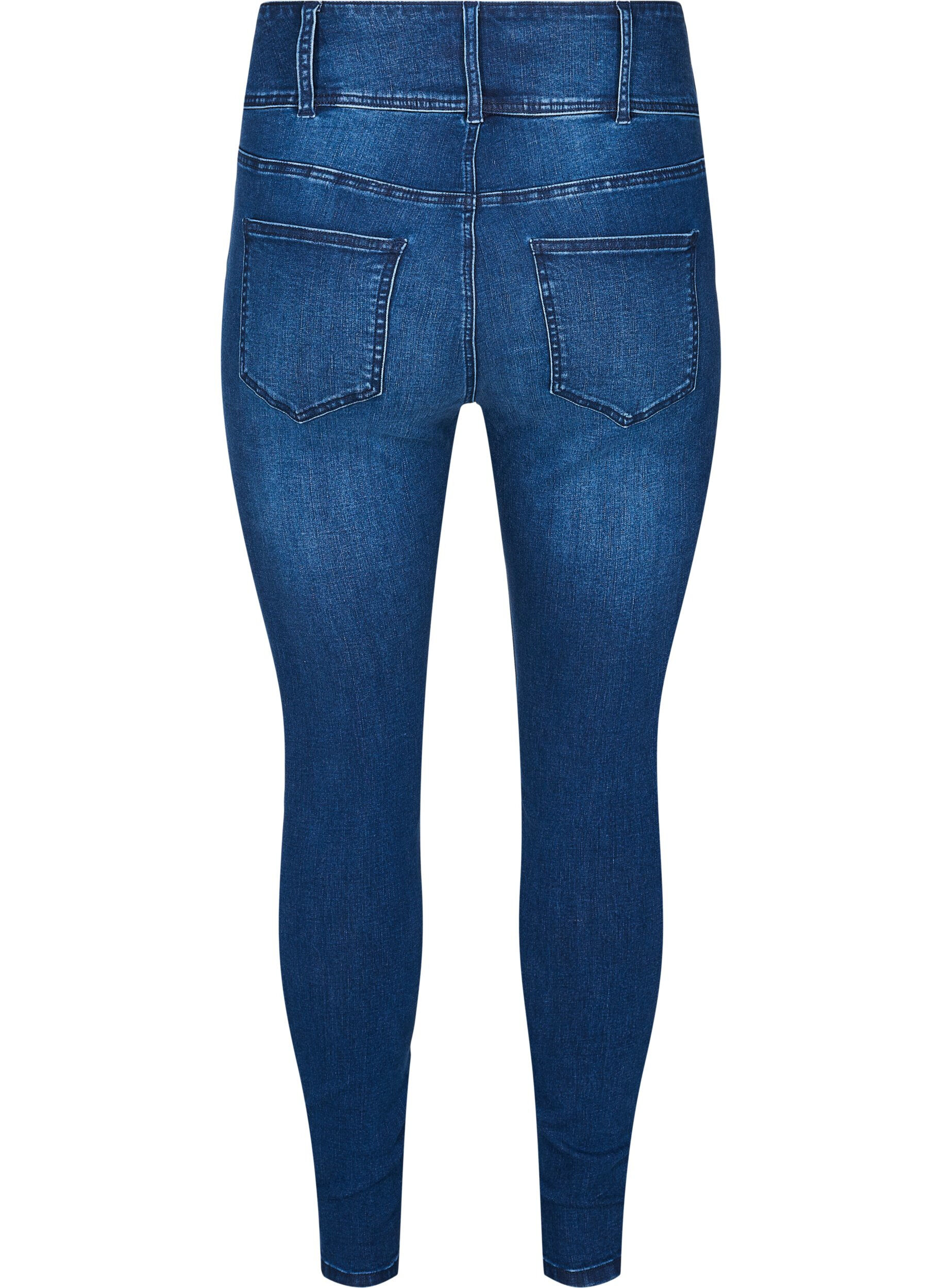 ZizziSuper Slim Bea Jeans mit hoher Taille, Blau, Packshot image number 1