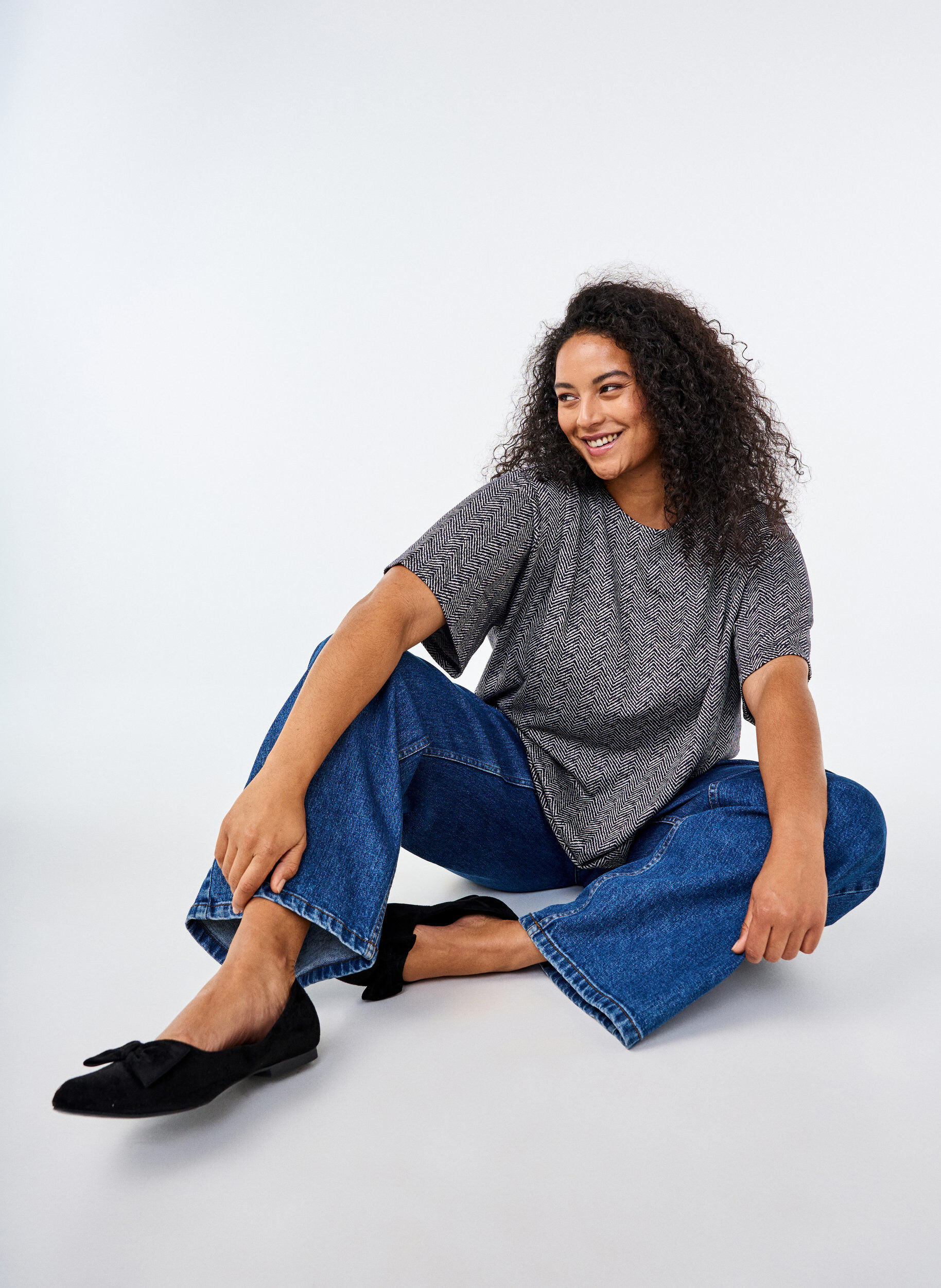 ZizziOversize-Bluse mit Muster, Blau, Image image number 0