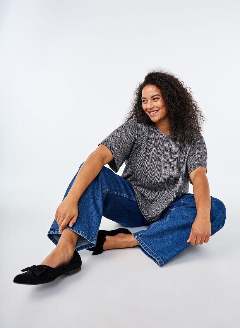 Oversize-Bluse mit Muster, Blau, Image image number 0