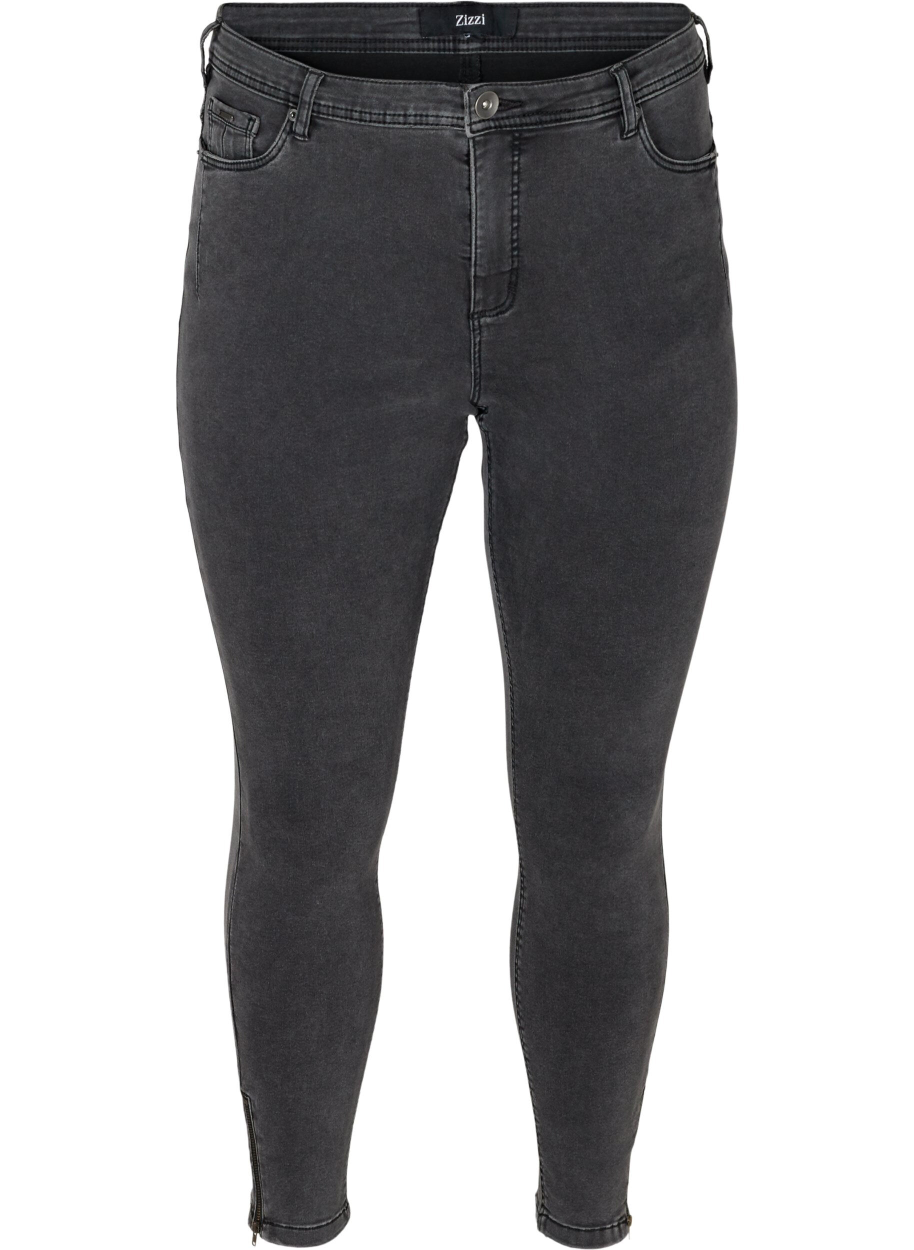 ZizziCropped Amy Jeans mit Rei&szlig;verschluss, Grau, Packshot image number 0