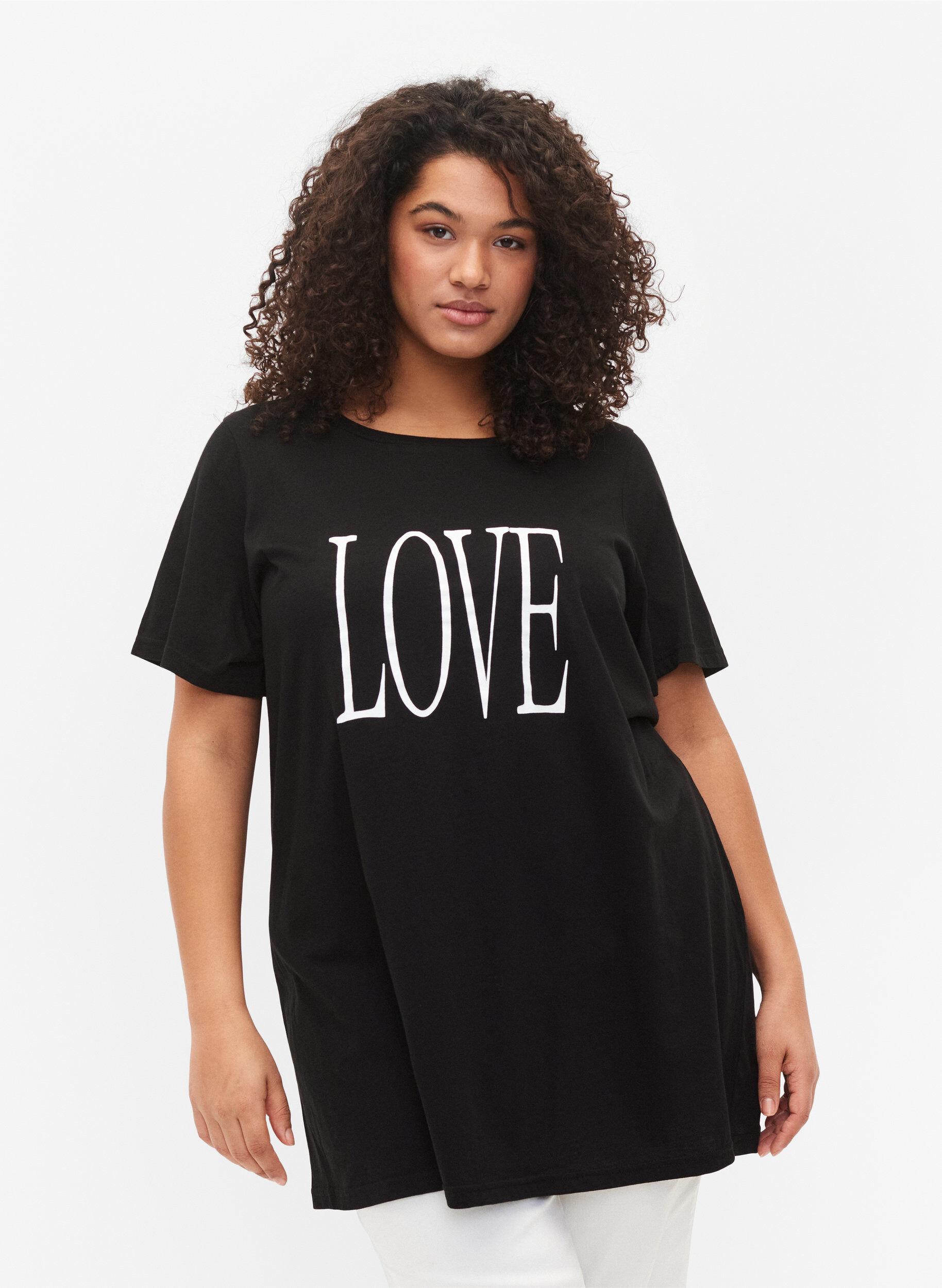ZizziOversize T-Shirt mit Druck, Black W. Love, Model image number 0
