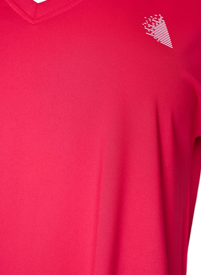 Lockeres Trainings-T-Shirt mit V-Ausschnitt, Pink, Packshot image number 2