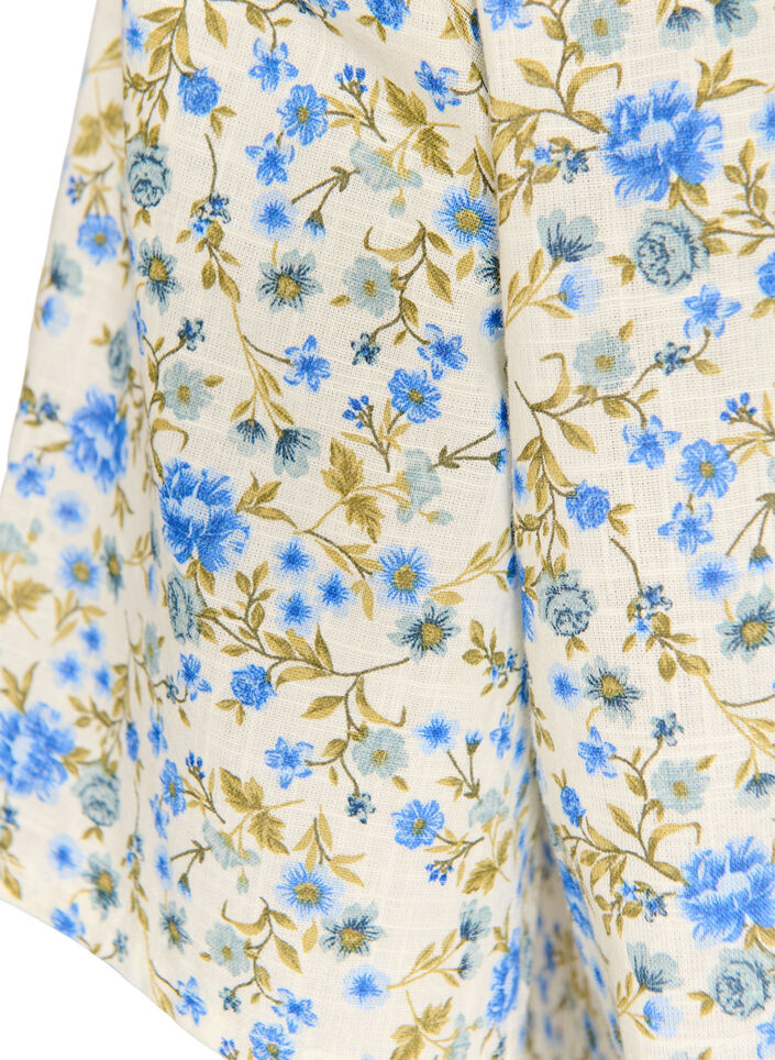 Kurz&auml;rmelige Bluse aus Baumwolle mit V-Ausschnitt, Blau, Packshot