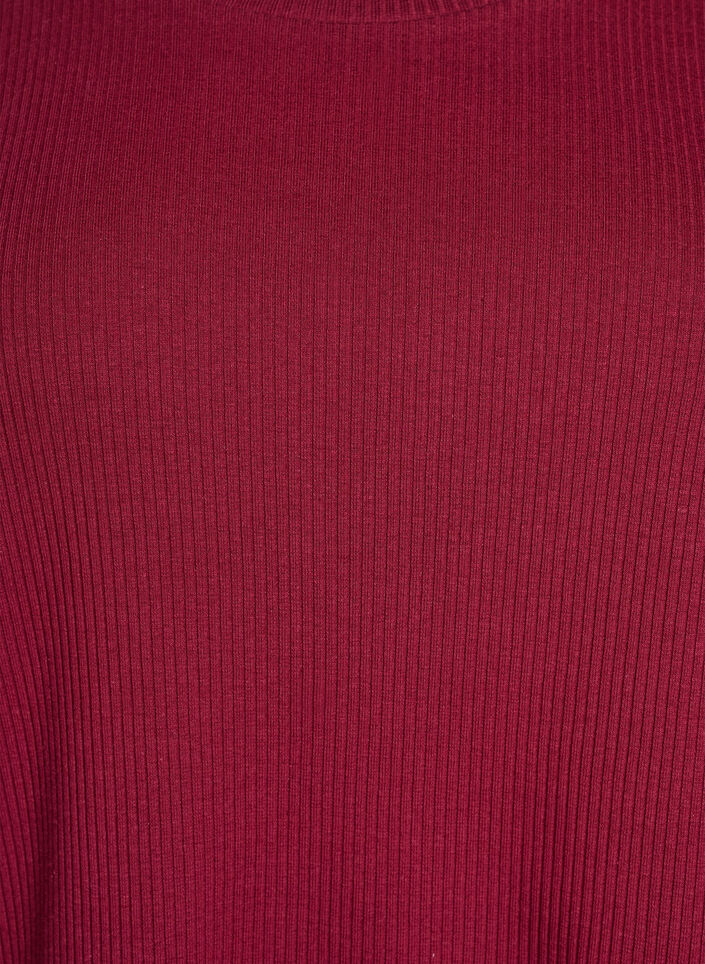 Bluse aus geripptem Jersey mit kurzen &Auml;rmeln, Dunkles Bordeaux, Packshot image number 2