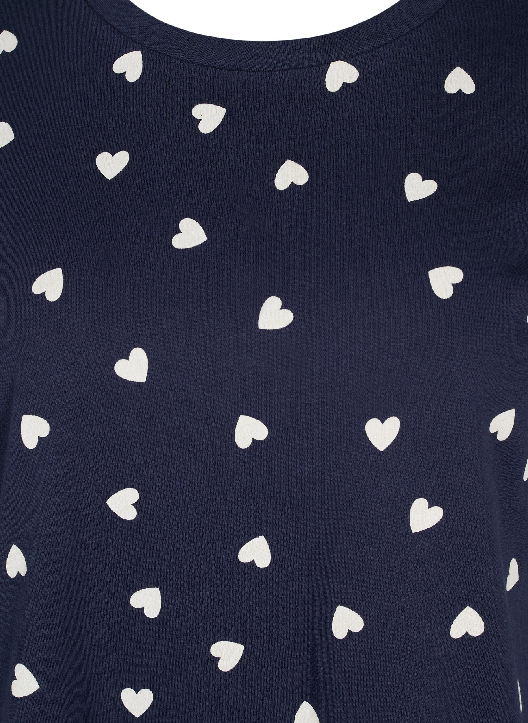 ZizziKurzarm Pyjama-T-Shirt aus Baumwolle, Navy Blazer AOP, Packshot image number 2