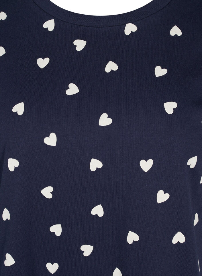 Kurzarm Pyjama-T-Shirt aus Baumwolle, Navy Blazer AOP, Packshot image number 2