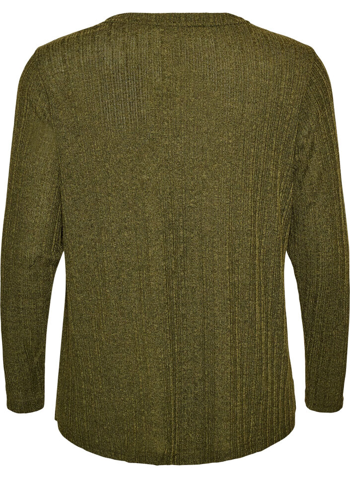 Bluse aus Jersey mit Rippstruktur und langen &Auml;rmeln, Gr&uuml;n, Packshot image number 1