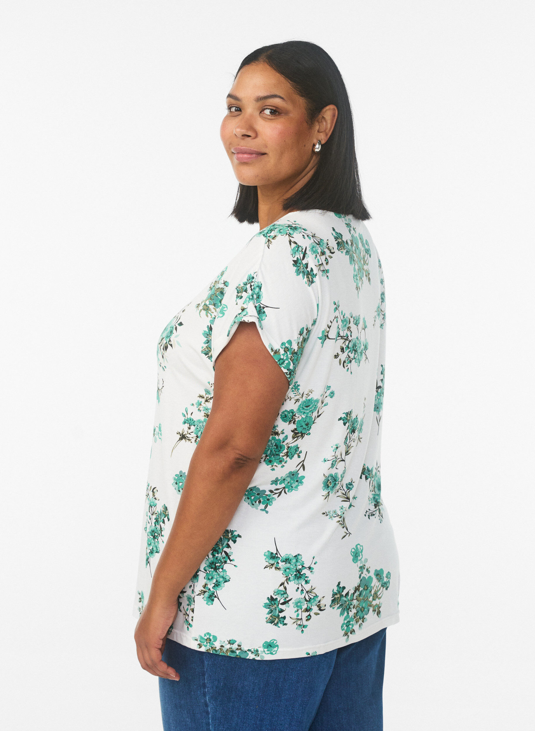 ZizziT-Shirt mit Blumenprint, Wei&szlig;, Model image number 2
