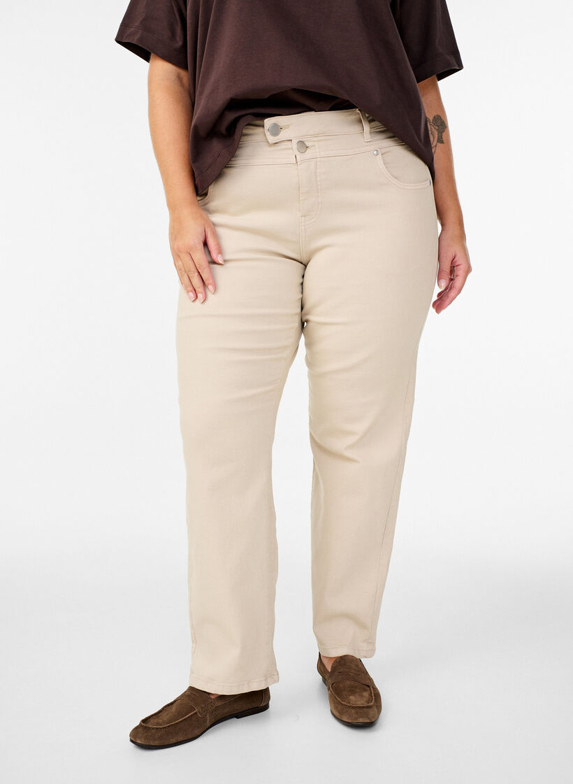 Gemma-Jeans mit hoher Taille, Beige, Model image number 2