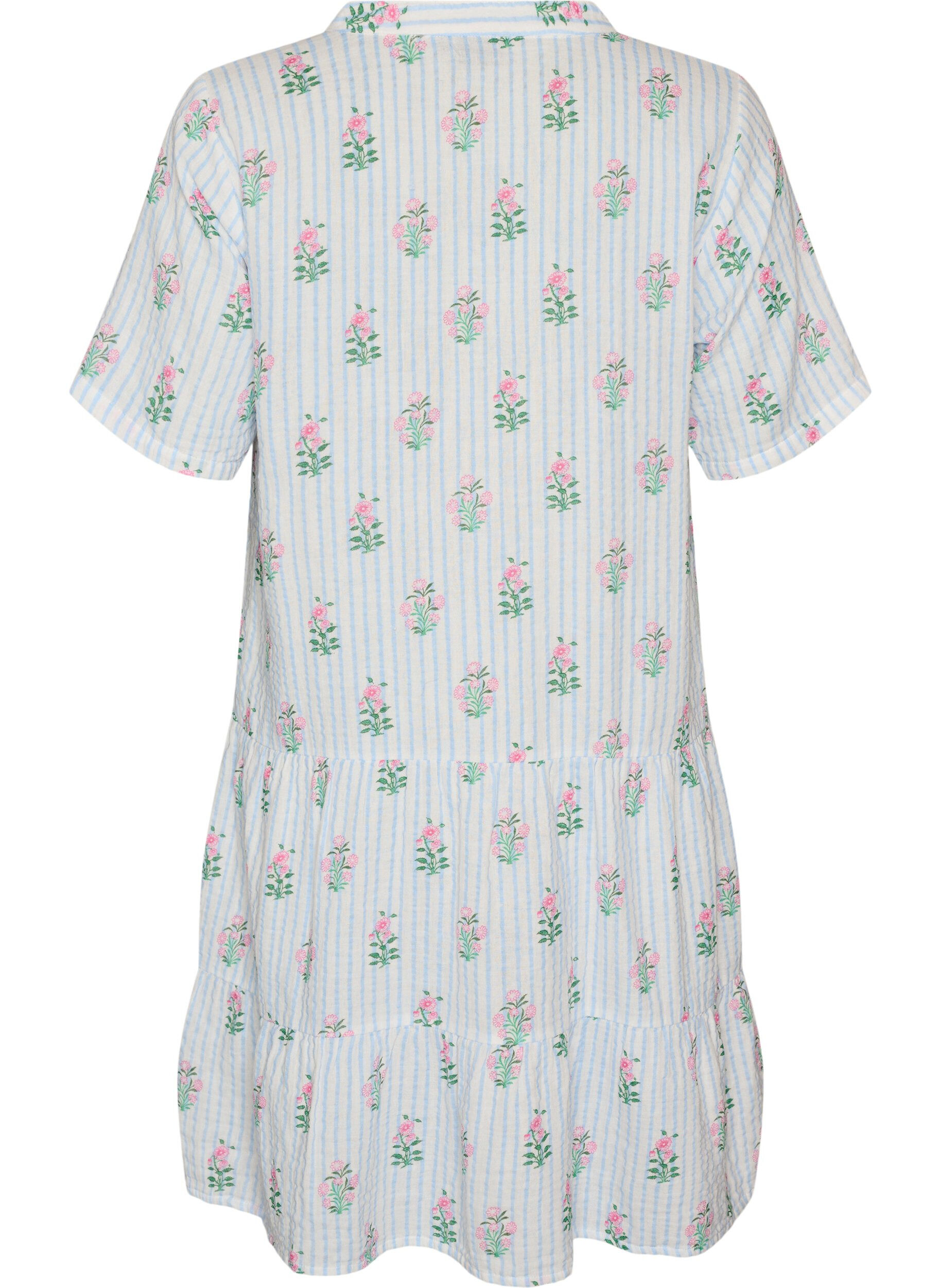 ZizziKurzes A-Linien-Kleid aus Baumwollmusselin, Vanille, Packshot image number 1