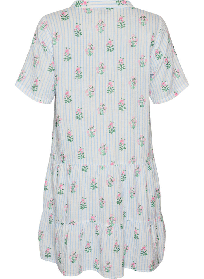 Kurzes A-Linien-Kleid aus Baumwollmusselin, Vanille, Packshot image number 1