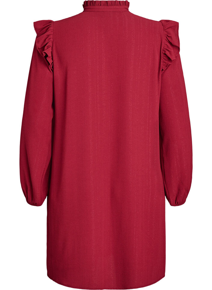 Kurzes Kleid mit R&uuml;schen und Glitzer , Dunkles Bordeaux, Packshot image number 1