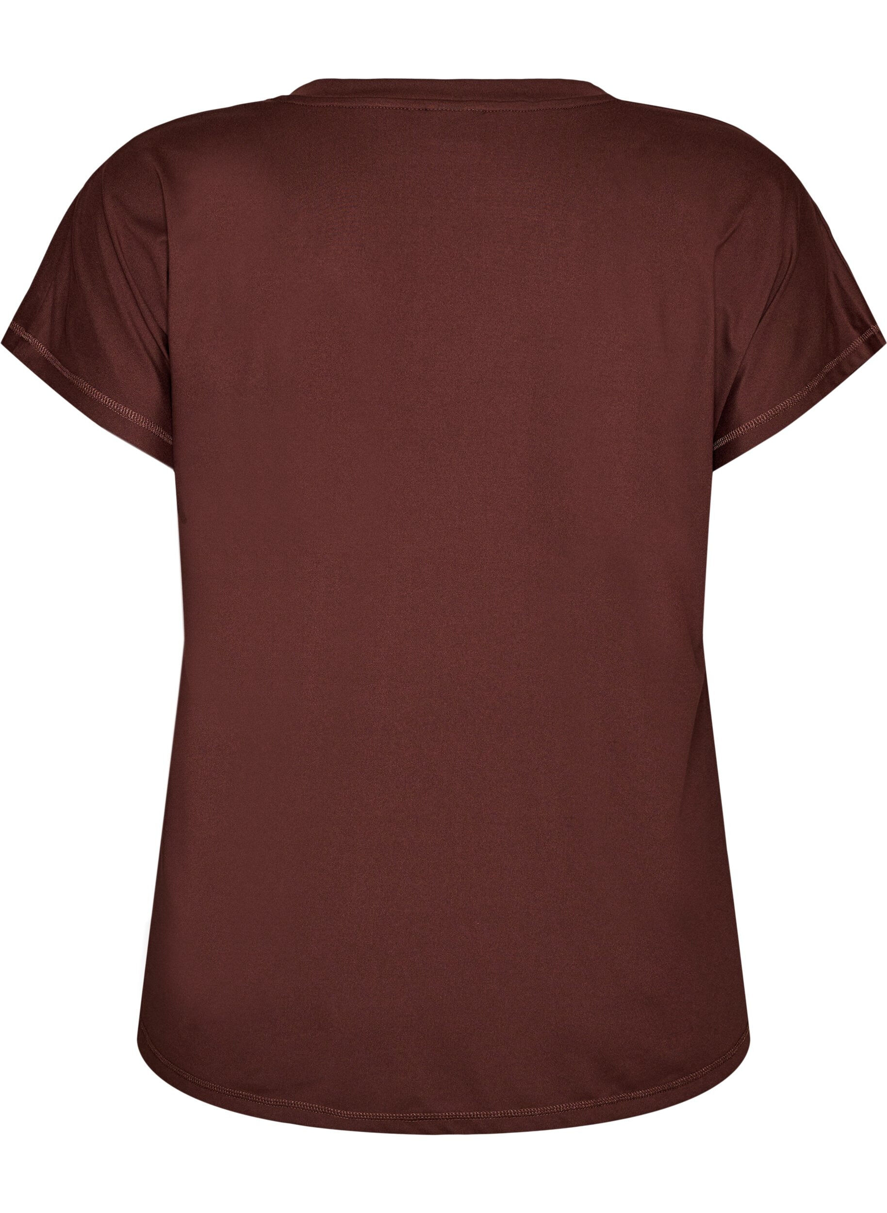 ZizziLockeres Trainings-T-Shirt mit V-Ausschnitt, Braun, Packshot image number 1
