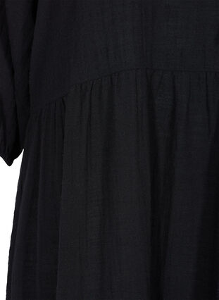 Baumwoll-Kleid mit 3/4 Ärmeln und Binde-Detail, Black, Packshot image number 3