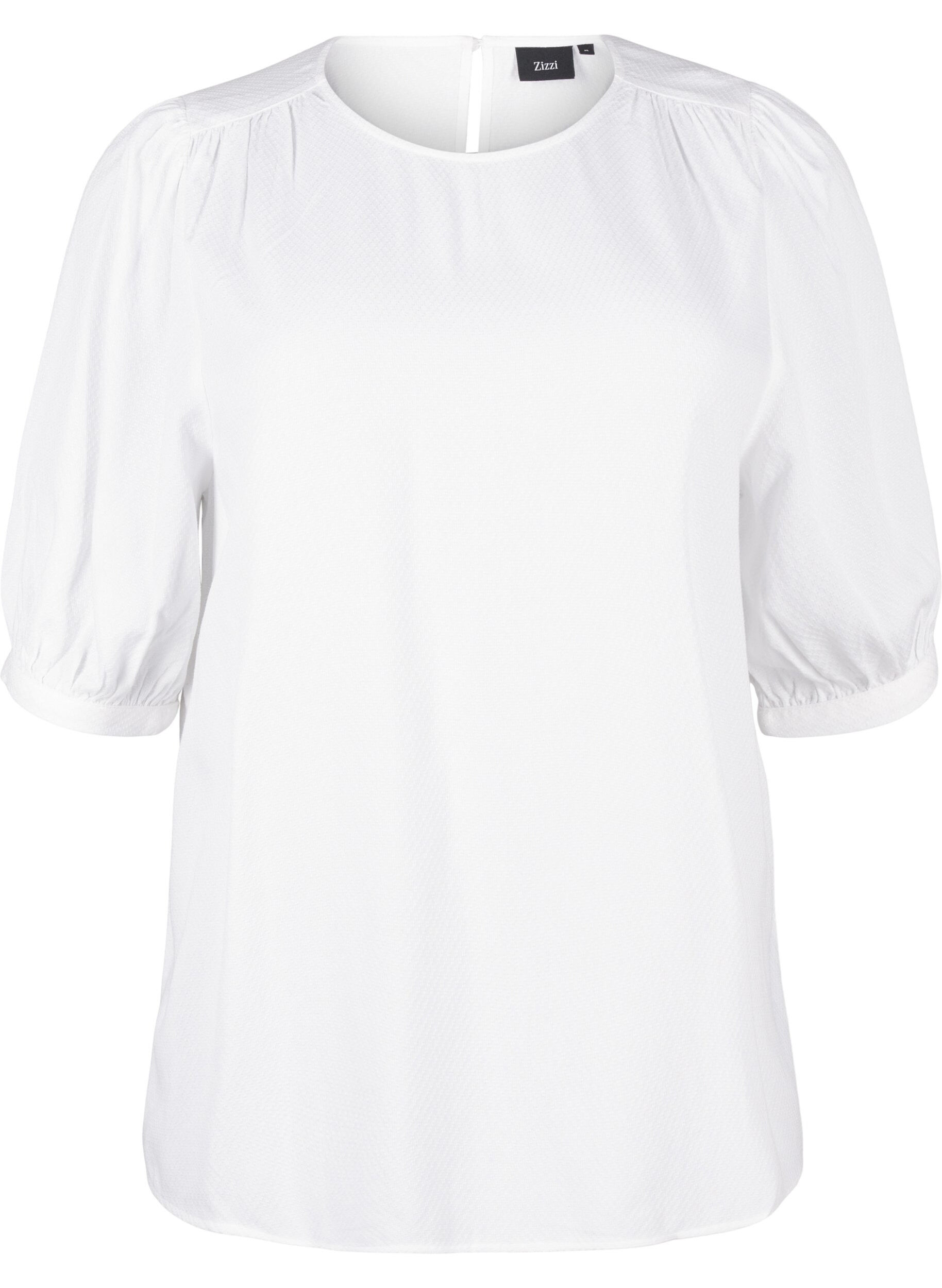 Zizzi Viskosebluse mit 1/2 &Auml;rmeln, Bright White, Packshot image number 0