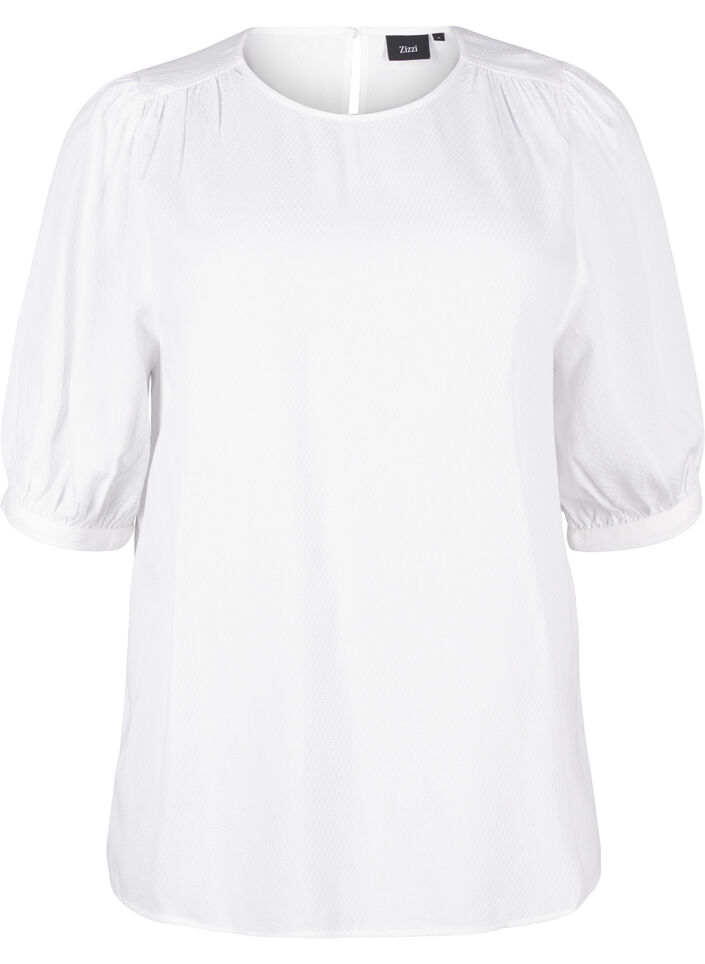  Viskosebluse mit 1/2 &Auml;rmeln, Bright White, Packshot image number 0