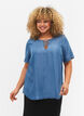 Kurzärmelige Bluse aus Lyocell (TENCEL™) , Blue denim, Model image number 0