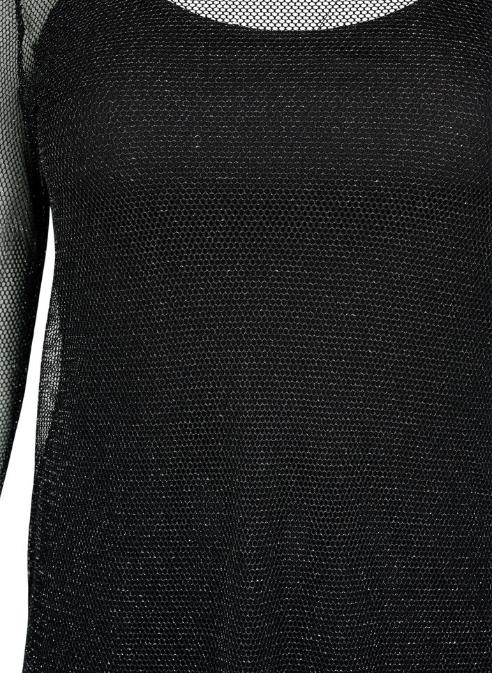 Netzkleid mit langen &Auml;rmeln, Black w. Silver, Packshot image number 2