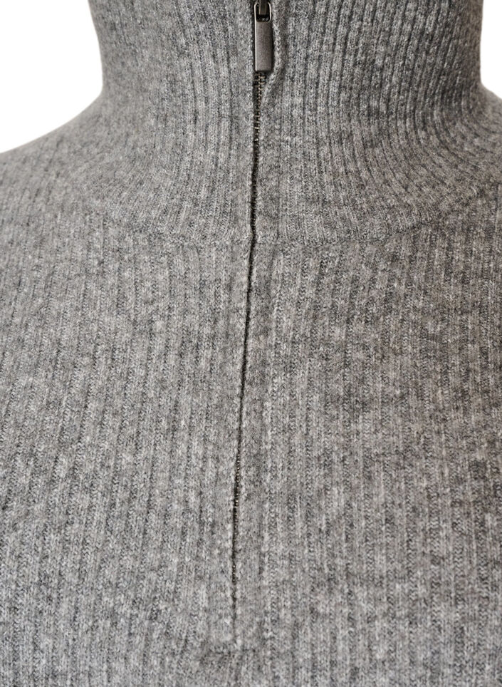 Strickweste mit hohem Kragen und kurzem Rei&szlig;verschluss, Grau, Packshot image number 2